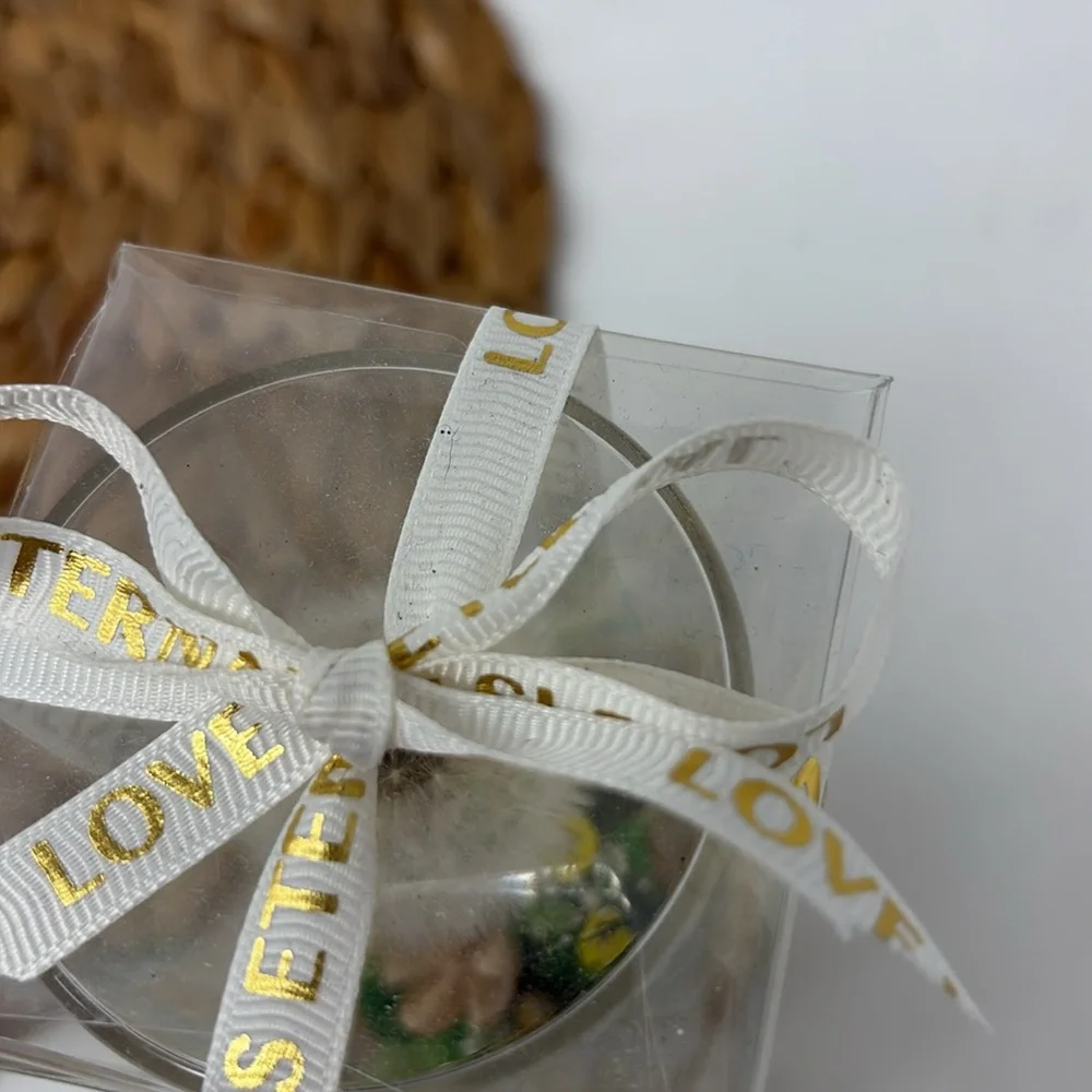 LOVE IS ETERNAL Clear Bag with Danedelion and Florals in Clear Box